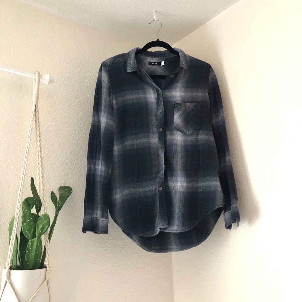 Blue Plaid Long Sleeve Flannel